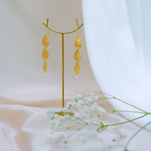 Load image into Gallery viewer, Earring Triple Drop with Mini Pearl Golden Handmade Jewellery

