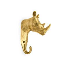 Load image into Gallery viewer, Brass Wall Hook Rhino
