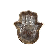 Load image into Gallery viewer, Brass Trinket Tray Hamsa Hand
