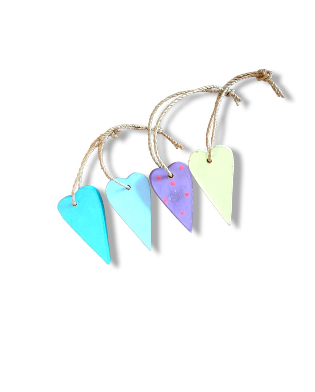 Wooden Christmas Ornaments Heart Colorful S