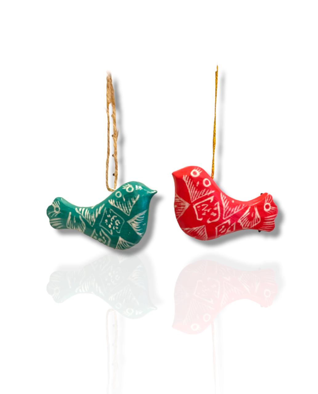 Wooden Christmas Ornaments Bird Batik