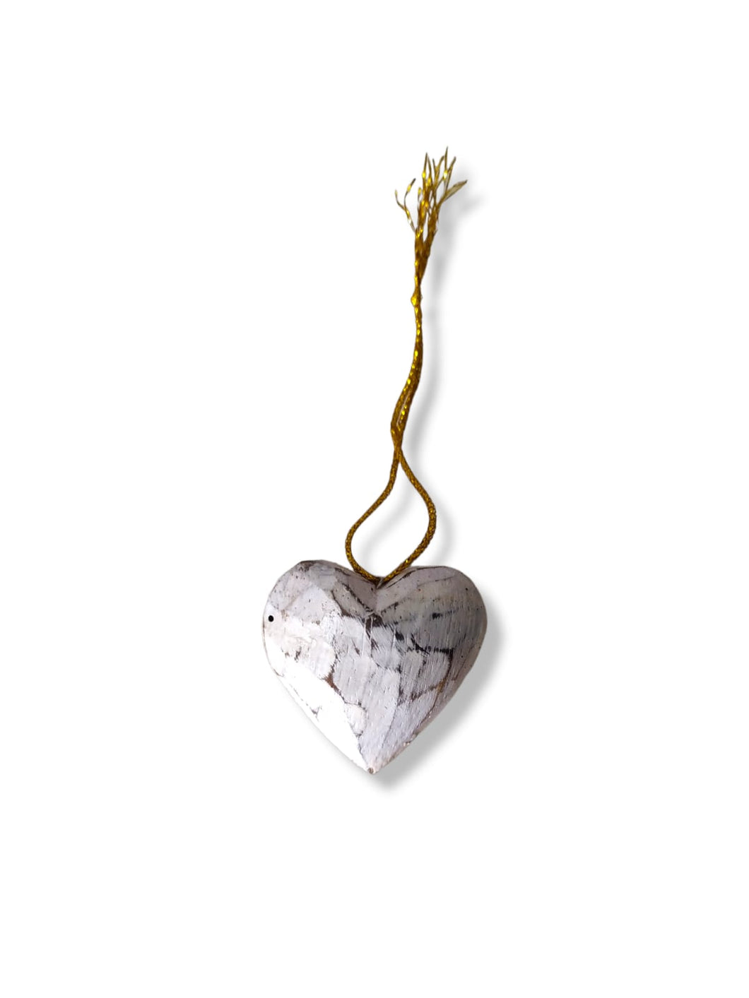 Wooden Christmas Ornaments Heart Gold