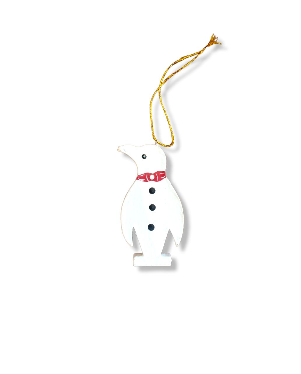 Wooden Christmas Ornaments Pinguin Black & White